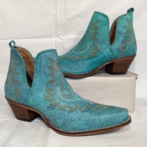 MYRA Bag Turquoise Western Leather Split Booties Ankle Boots Women’s Size 11